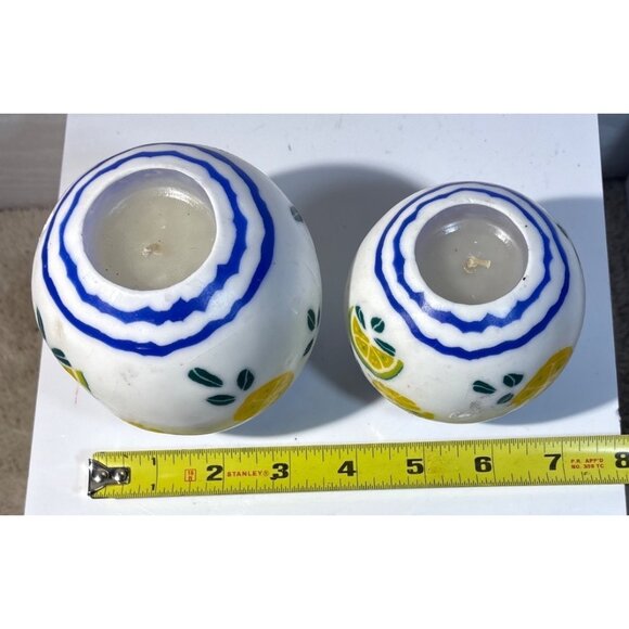 Lifelines Ball Candles Lemon Pattern Hand Sculpted Set Of 2 - Picture 7 of 7